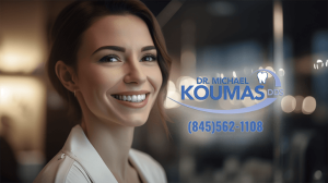 A woman who just got a Dental Filling from Dr. Michael Koumas DDS PC